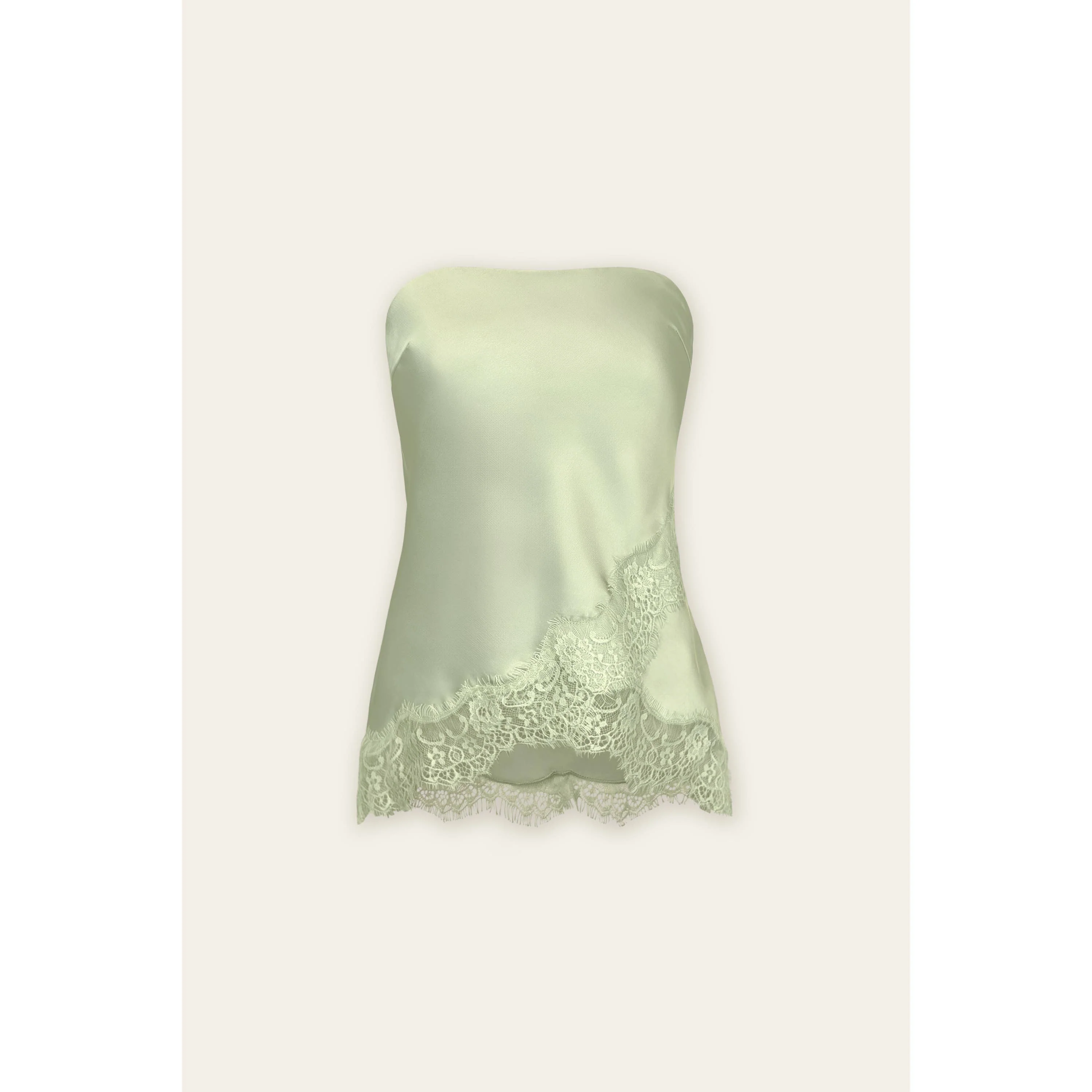 Dull Satin Lace Hem Tube Top - Image 15