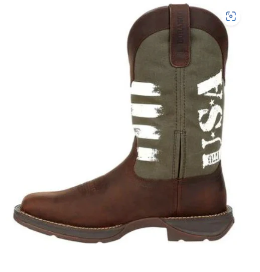 DURANGO MENS ARMY GREEN USA PRINT WESTERN BOOT STYLE DDB0313 - Image 5