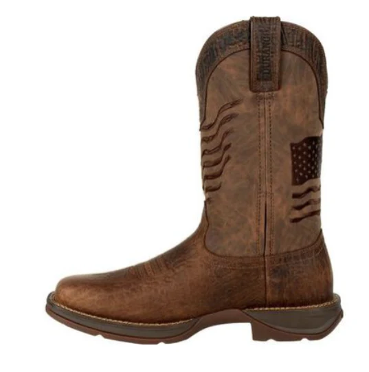 DURANGO MENS BROWN DISTRESSED FLAG EMBROIDERY WESTERN BOOT STYLE DDB0314 - Image 5