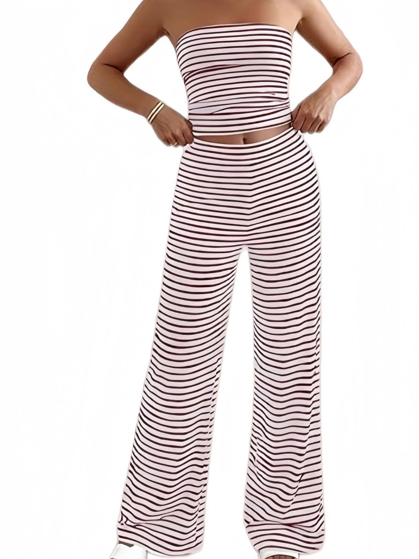 Effortlessly Classic Stripe Tube top & pants set - Image 4