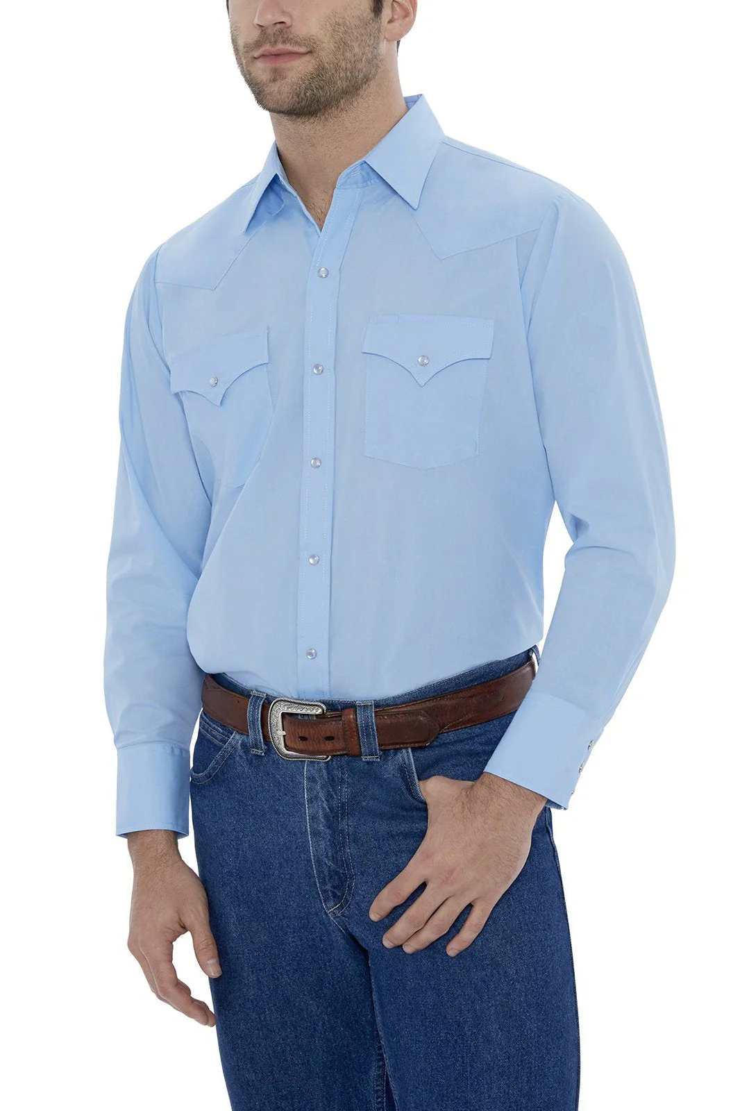 Ely Mens Long Sleeve Solid Western Shirt Style 15201905 - Image 3