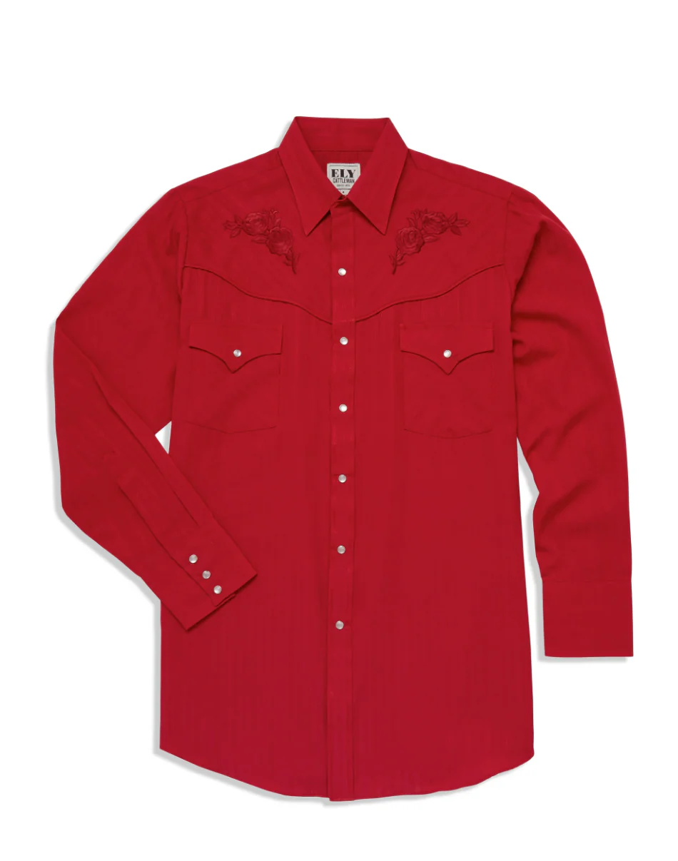 Ely Mens Long Sleeve Tonal Rose Shirt Style 2035004 - Image 3