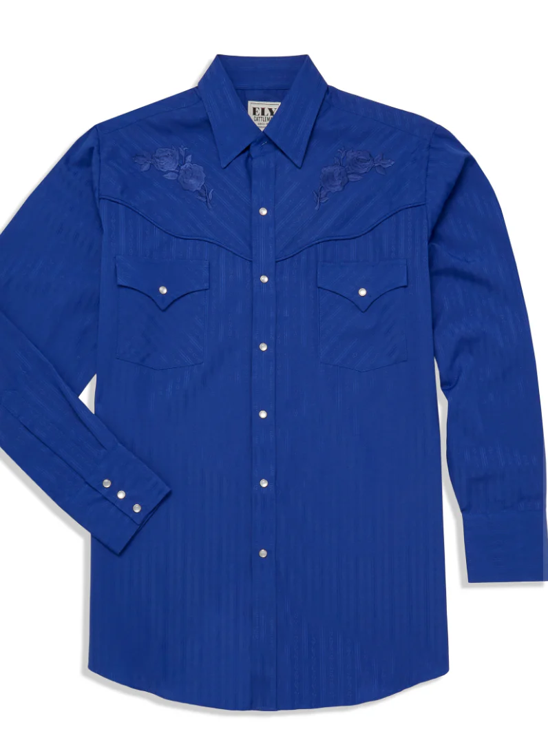 Ely Mens Long Sleeve Tonal Rose Shirt Style 2035004 - Image 4