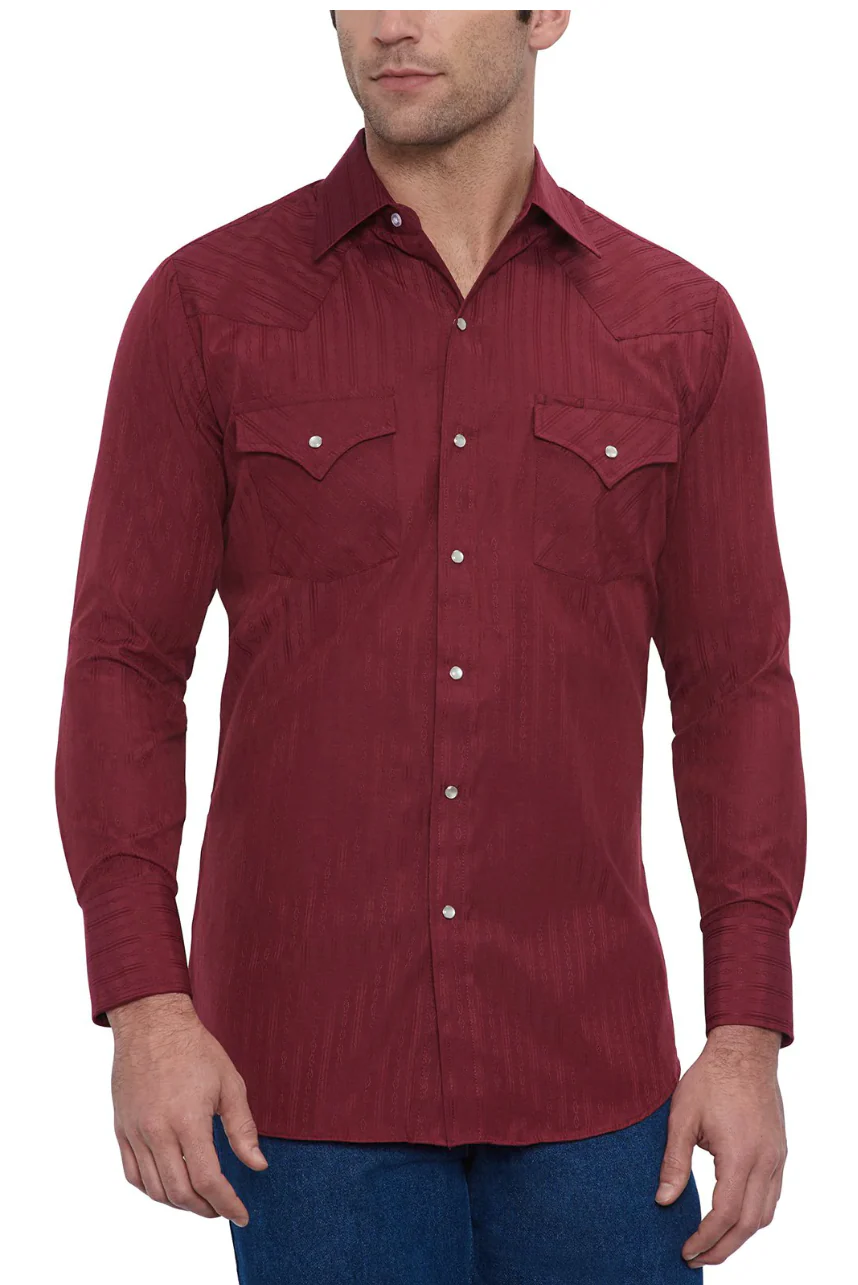 Ely Mens Long Sleeve Tone on Tone Shirt Style 15201934 - Image 4