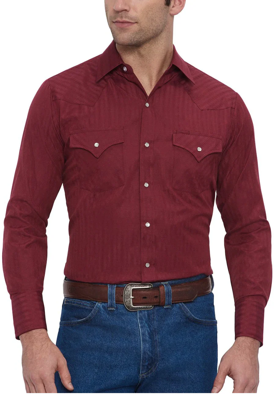 Ely Mens Long Sleeve Tone on Tone Shirt Style 15201934 - Image 5
