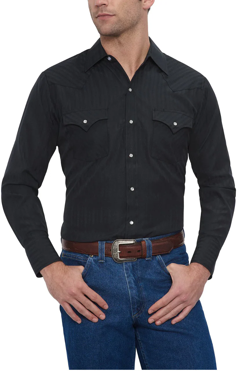 Ely Mens Long Sleeve Tone on Tone Shirt Style 15201934 - Image 7