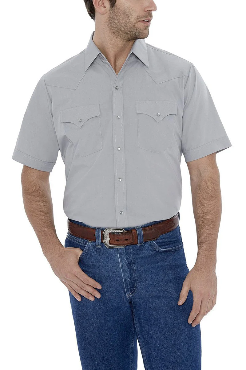 Ely Mens Short Sleeve Solid Western Shirt Style 15201605 - Image 4