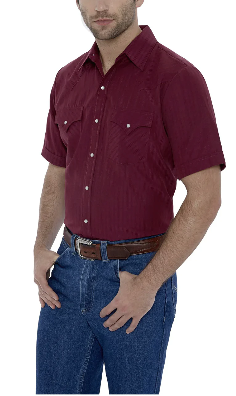 Ely Mens Short Sleeve Tone on Tone Shirt Style 15201634 - Image 3