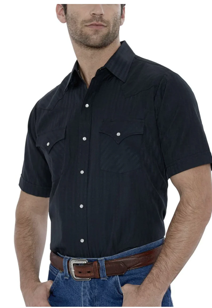 Ely Mens Short Sleeve Tone on Tone Shirt Style 15201634 - Image 5