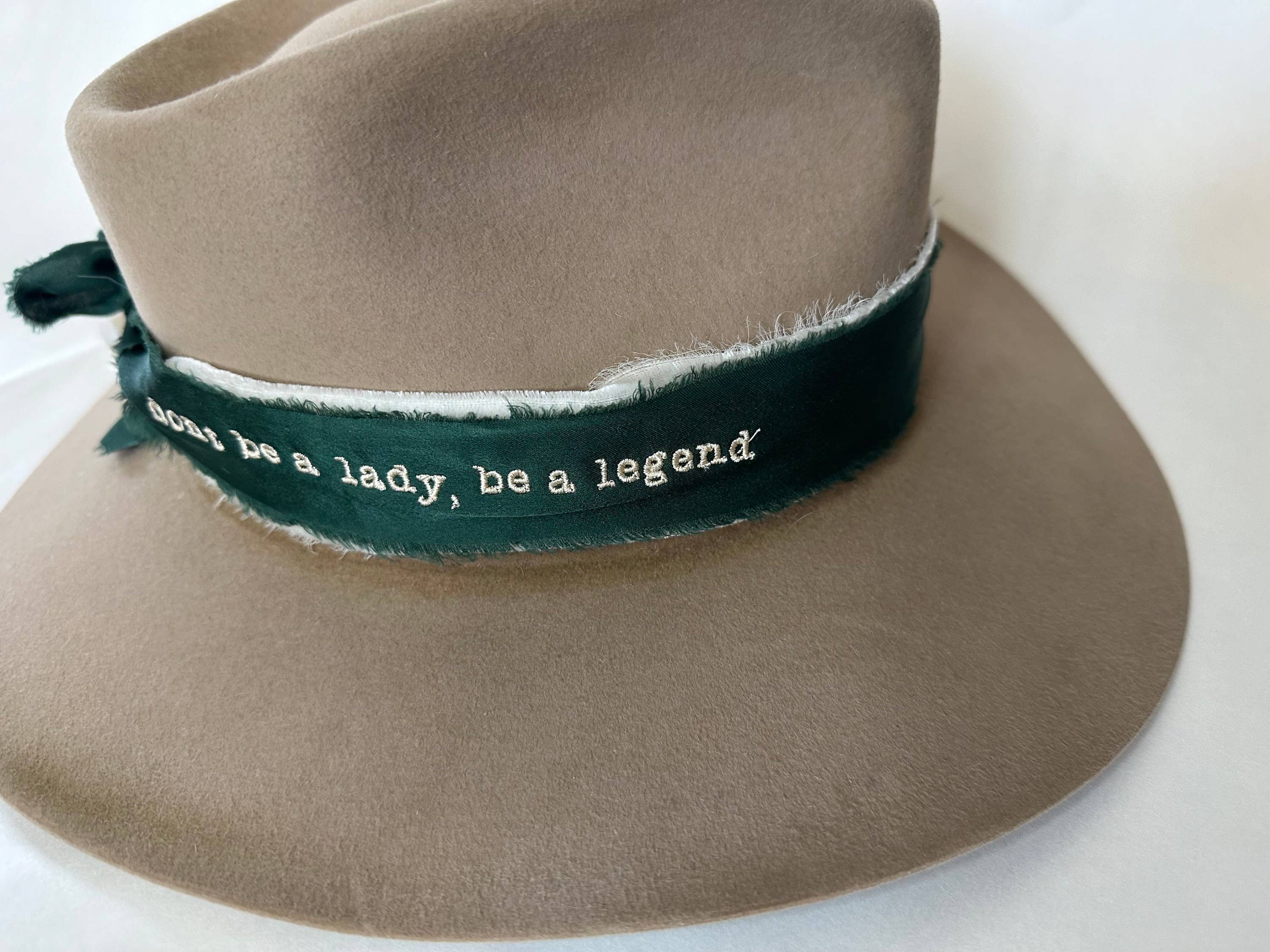 Embroidered Cowgirl Hat Band “Don’t Be a Legend Be a Lady” - Image 2