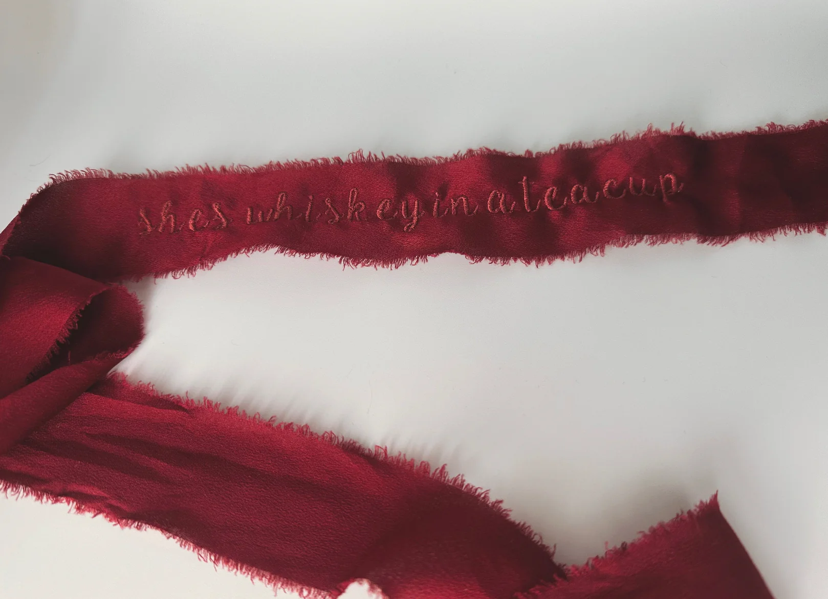 Embroidered hat band with "whiskey in a teacup" quote - Image 3
