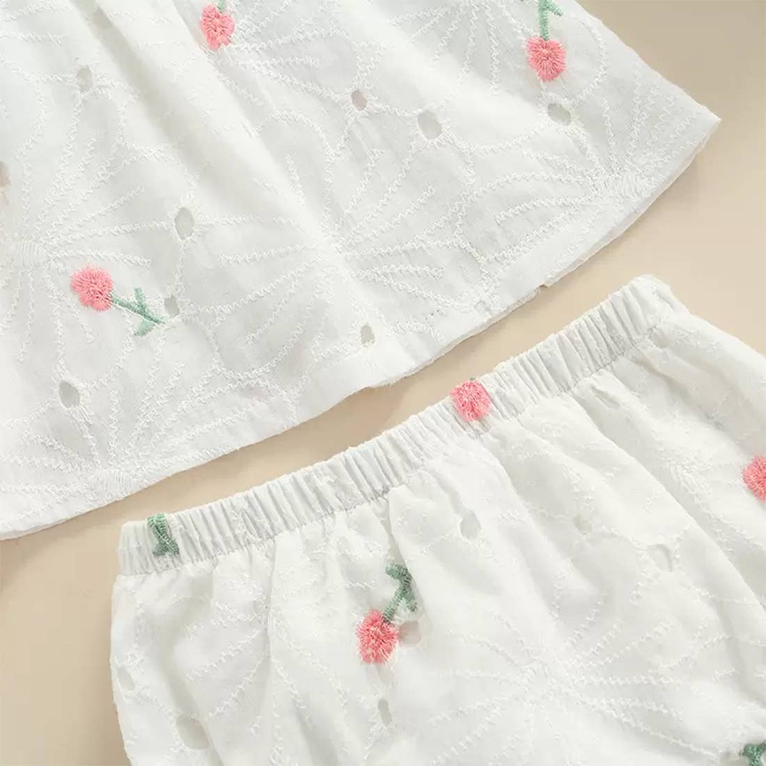 Eyelet Flower Cotton Baby Dress, Bloomers & Headband - Image 7