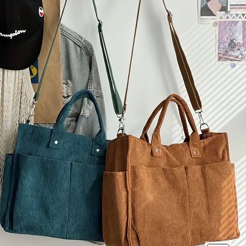 Fall Corduroy Tote Bags - Image 5