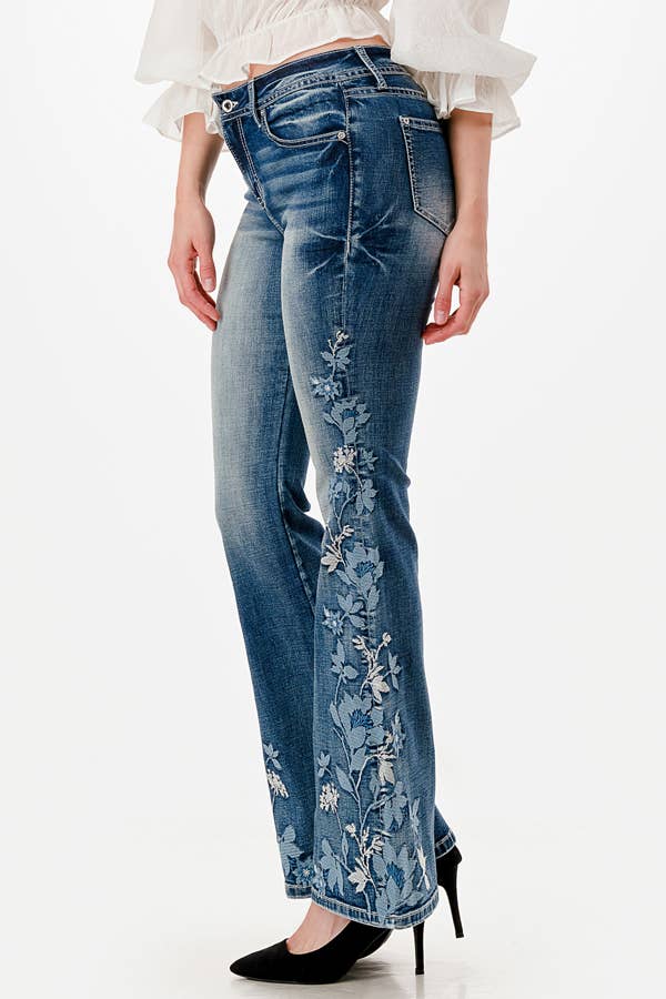 Floral Embroidery High waist Flare 30" | HL-52068-30 - Image 3