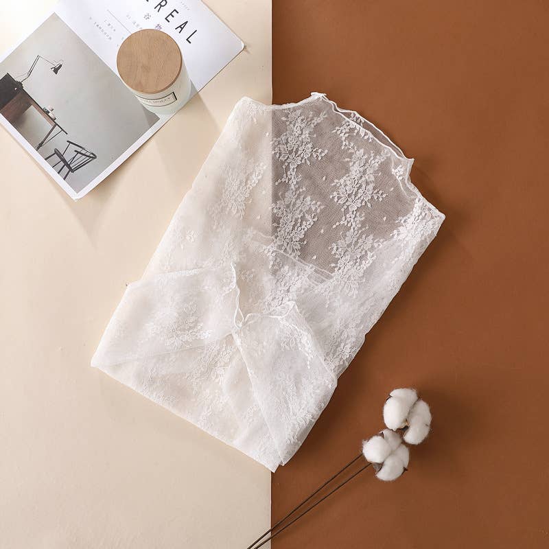 Floral Lace Sheer Mesh Layering see through Top - Image 12