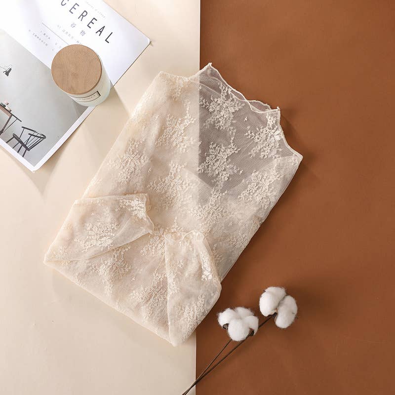 Floral Lace Sheer Mesh Layering see through Top - Image 13