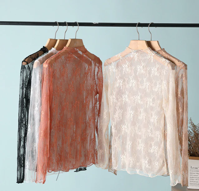 Floral Lace Sheer Mesh Layering see through Top - Image 5