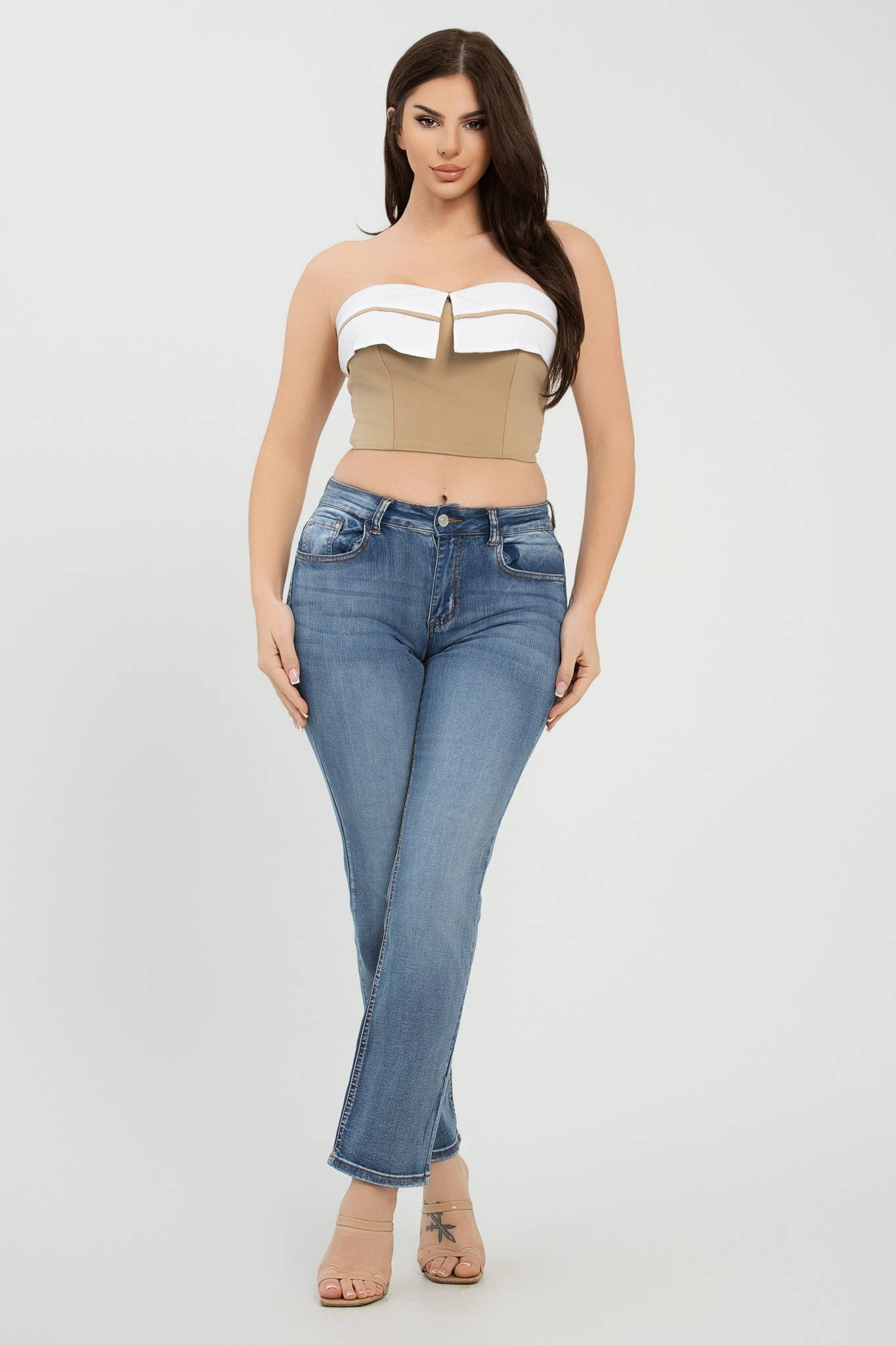 Front Fold-Over Color Contrast Tube Top - Image 14