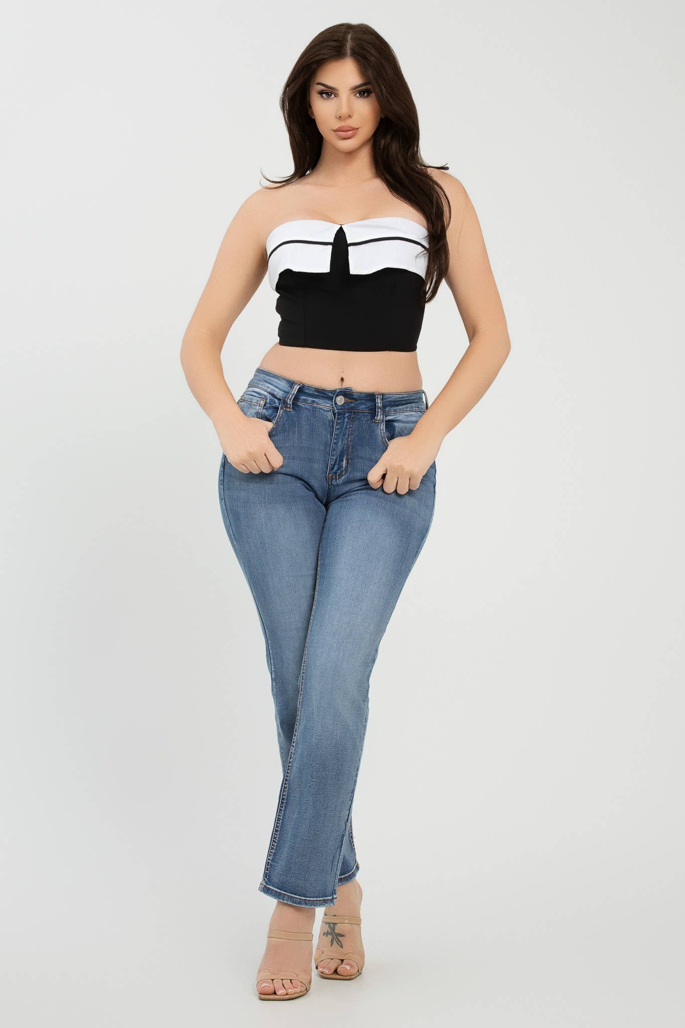 Front Fold-Over Color Contrast Tube Top - Image 19