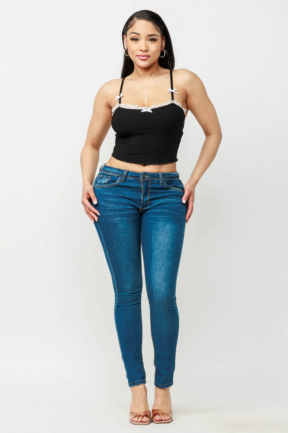Front Lace Trim Bows Detail Cami Top - Image 17