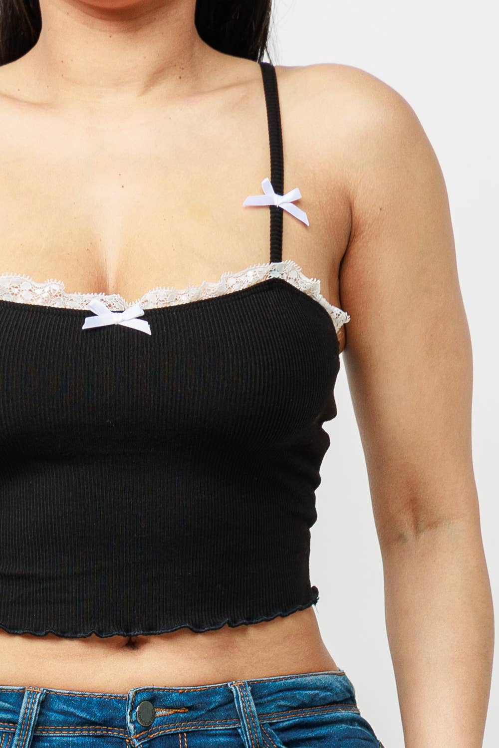 Front Lace Trim Bows Detail Cami Top - Image 18