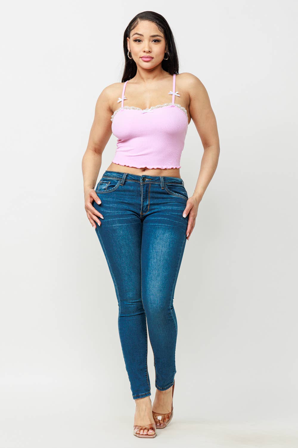 Front Lace Trim Bows Detail Cami Top - Image 5