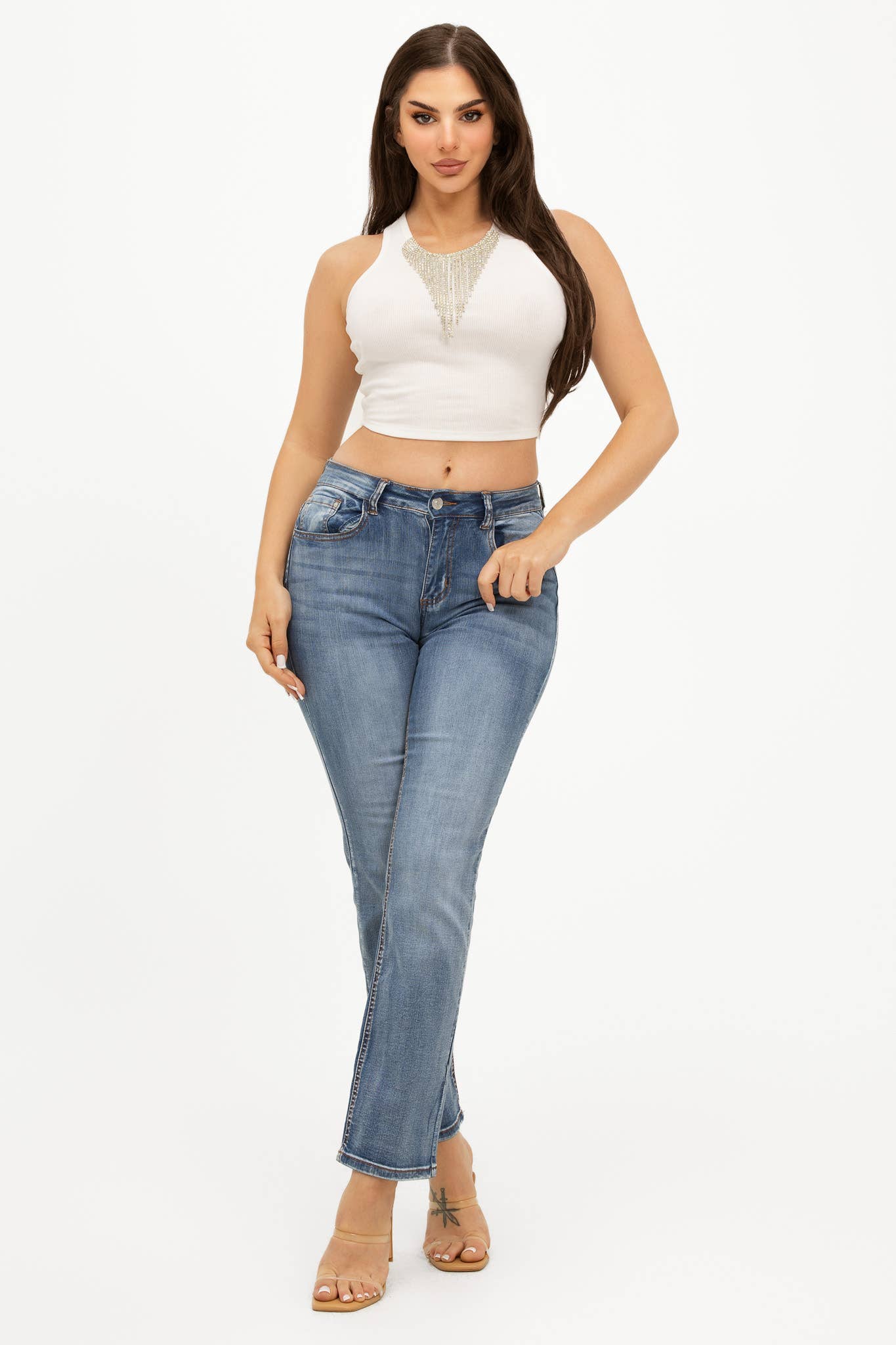 Front Rhinestones Fringe Trim Tank Top - Image 15
