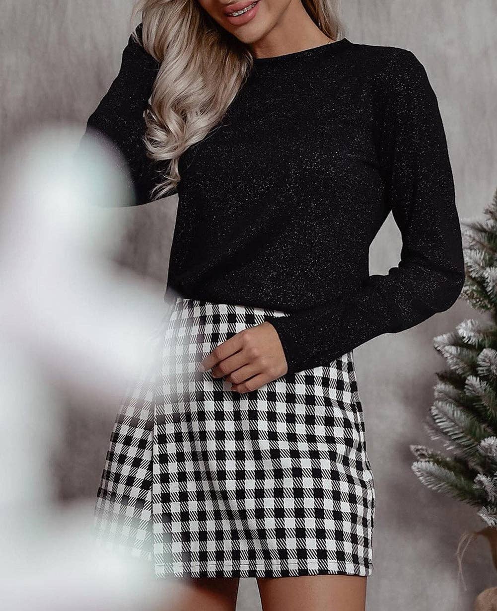 Glitter Round Neck Long Sleeve Top - Image 3