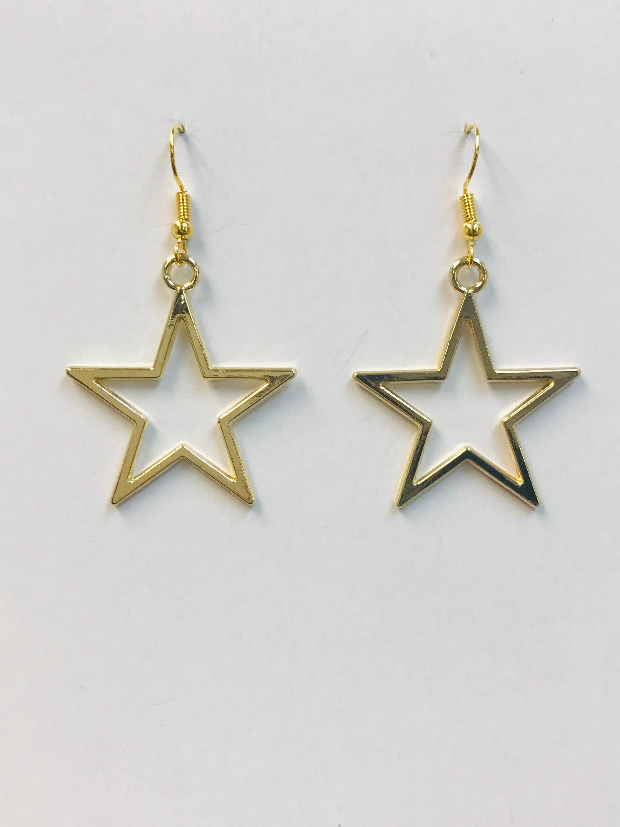 Gold Star Earrings, Gold Dangle Earrings - Image 2