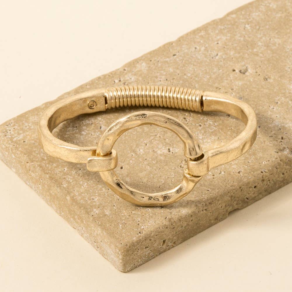 Hammered Circle Bangle Bracelet - Image 3