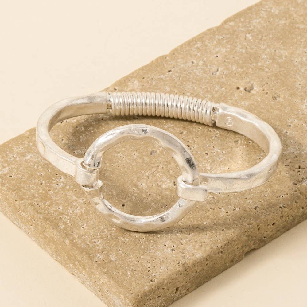 Hammered Circle Bangle Bracelet - Image 5