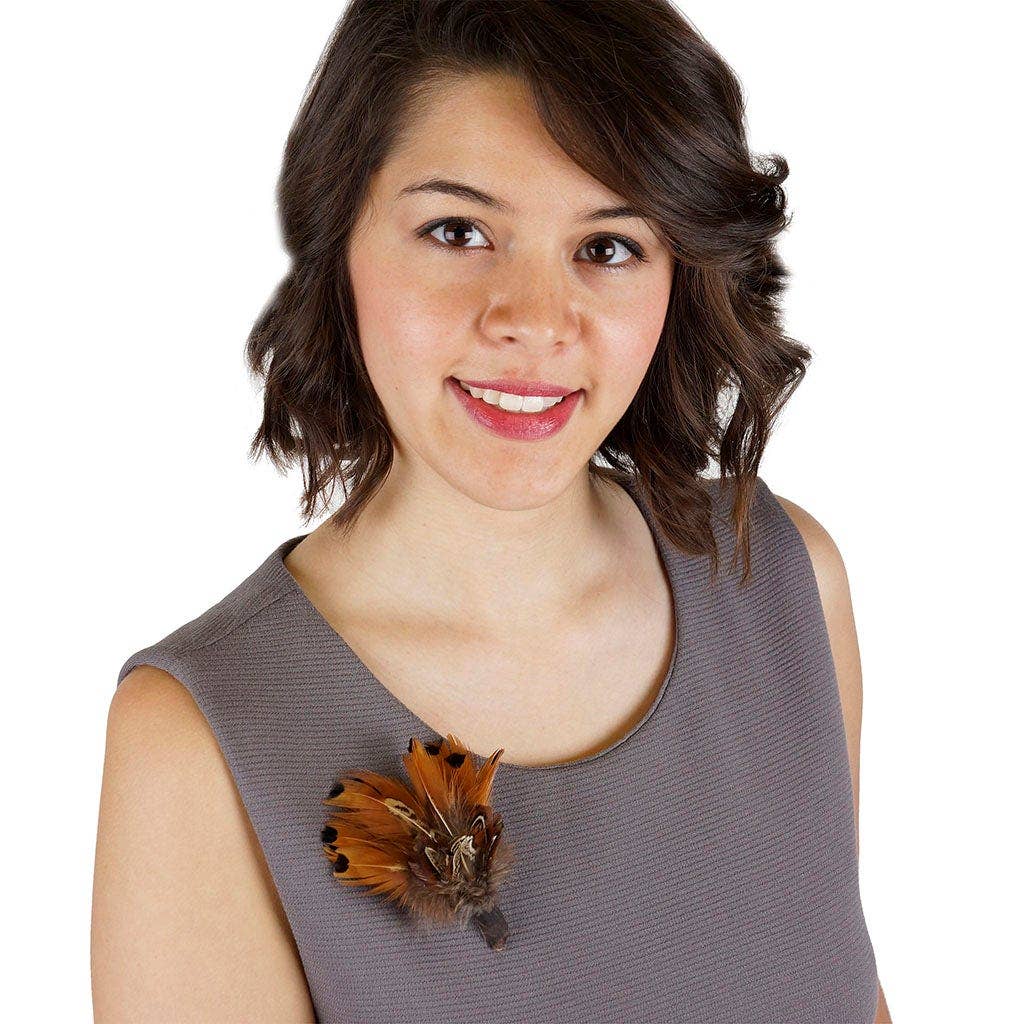 Handmade Feather Corsage-Pheasant Plumage - Natural - Image 2