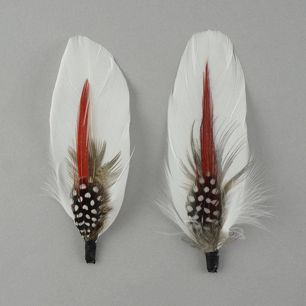 Hat Feather Trim with Goose and Pheasant - White Natural