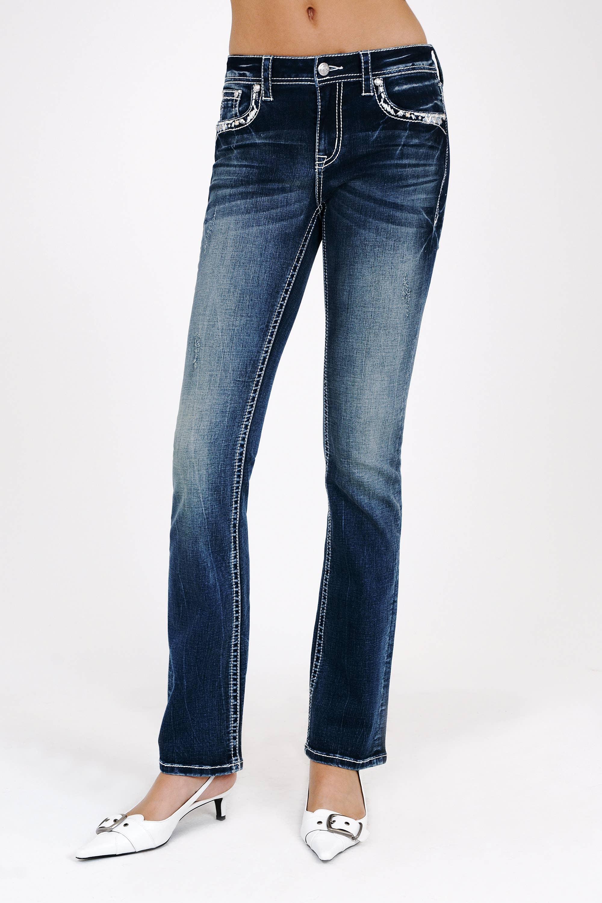 Heavy Stitch Embroidery Mid-Rise Boot Cut 30" | EB-51926-30 - Image 3