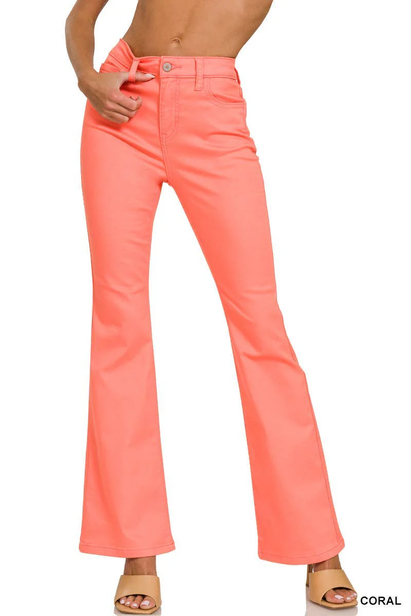 High-rise Bootcut Color Denim Pants - Image 3
