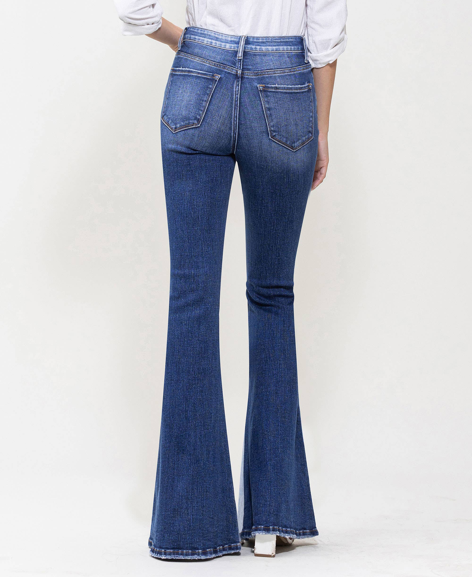 HIGH RISE COLOR BLOCK SUPER FLARE JEANS T5740A - Image 6