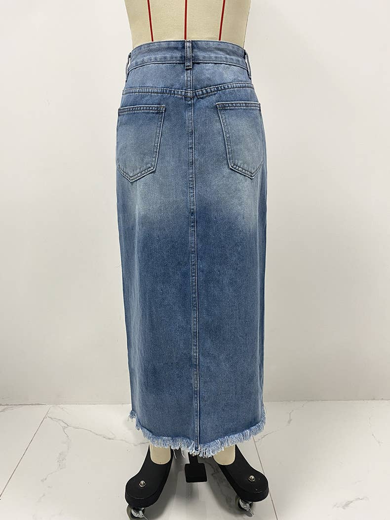 HIGH WAIST IRREGULAR TO MAKE OLD WASHED SKIRT - Image 6