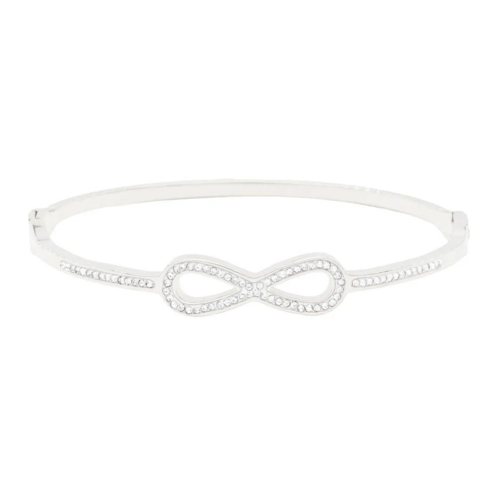 INFINITY STAINLESS STEEL HINGED BANGLE BRACELET MB-6182 - Image 2