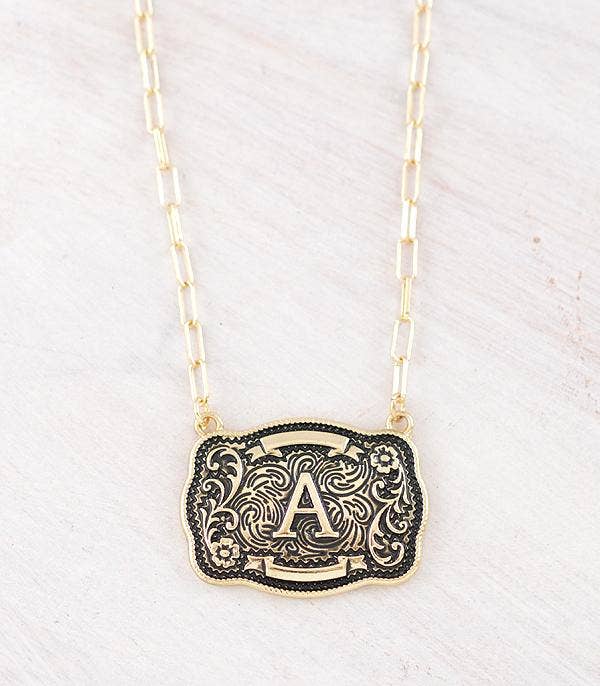Initial Buckle Pendant Necklace - Image 2