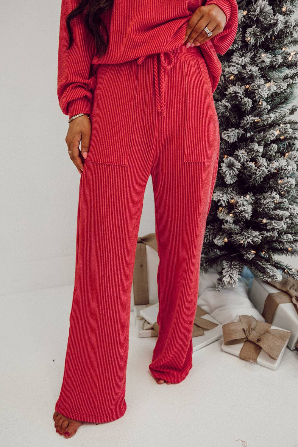 JOLLY Ribbed Knit Long Sleeve Top and Pants Set - Image 20