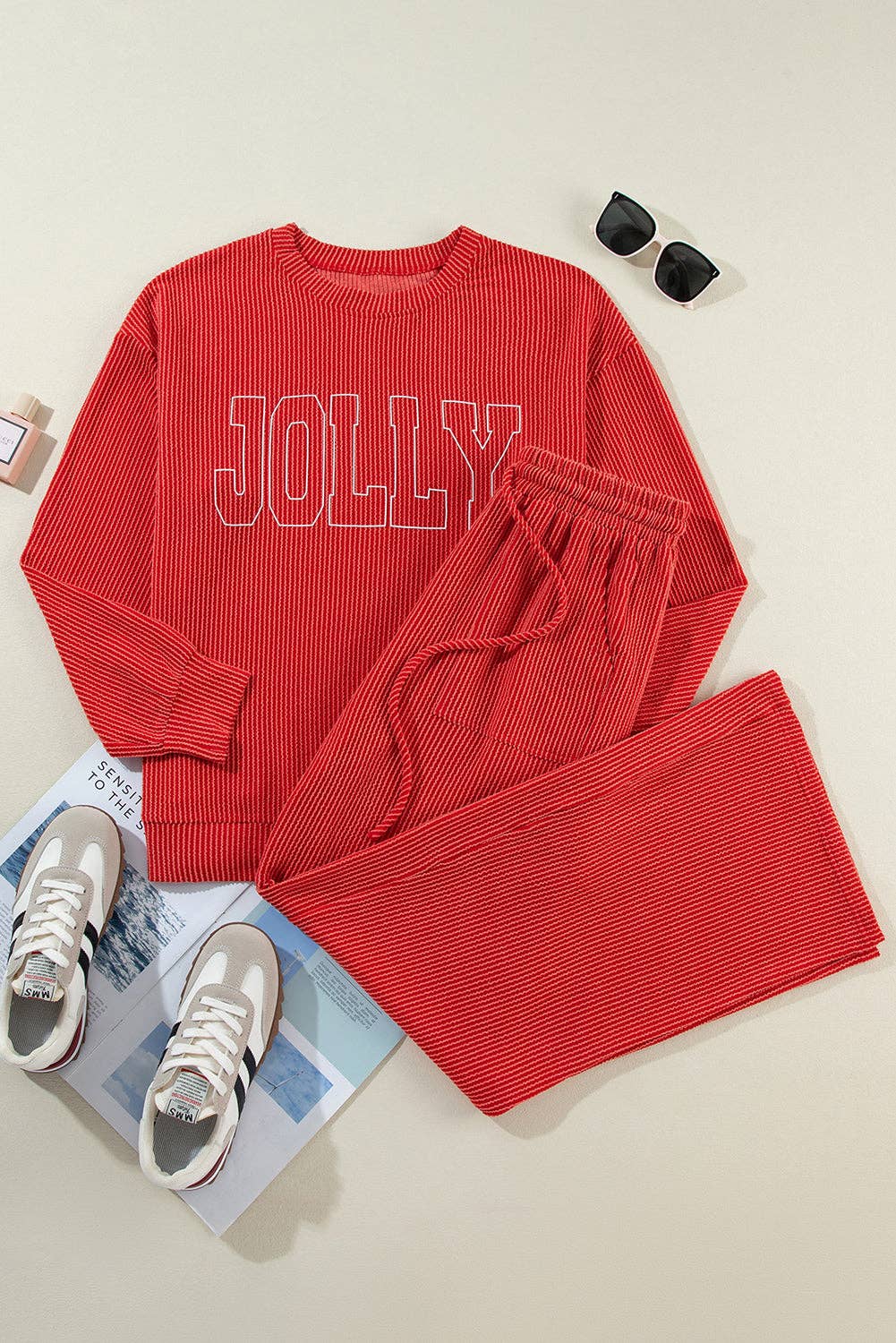 JOLLY Ribbed Knit Long Sleeve Top and Pants Set - Image 21