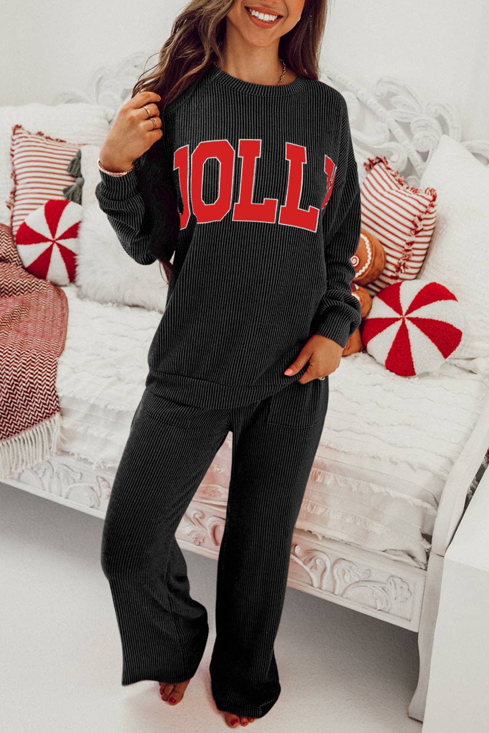 JOLLY Ribbed Knit Long Sleeve Top and Pants Set - Image 22