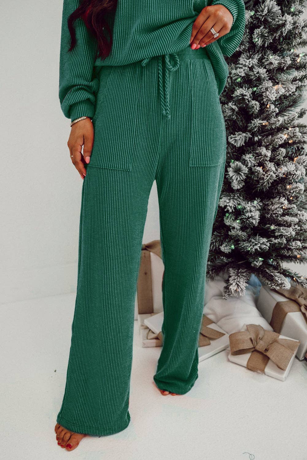 JOLLY Ribbed Knit Long Sleeve Top and Pants Set - Image 5