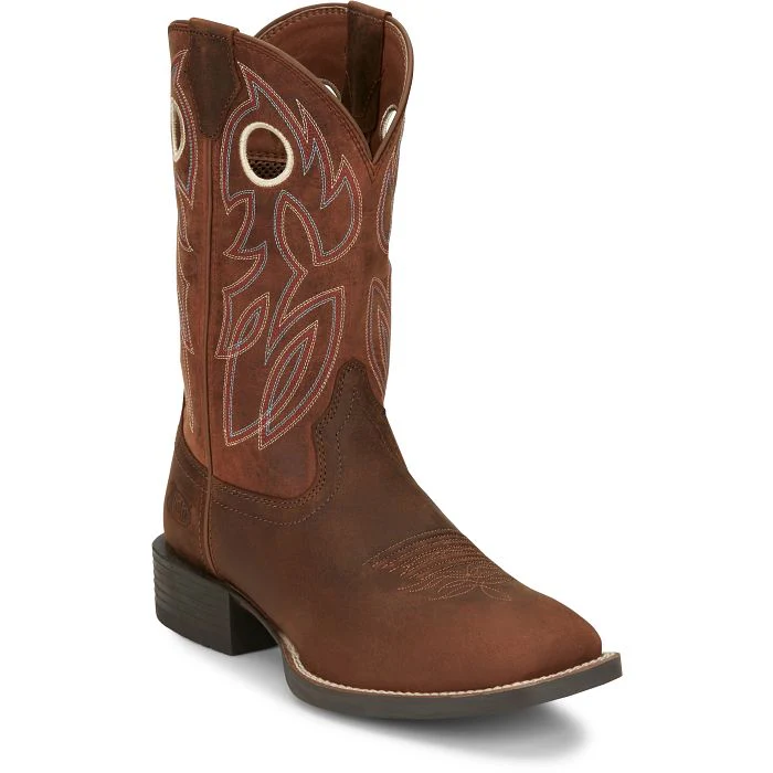 JUSTIN MENS BOWLINE BROAD SQUARE TOE WESTERN BOOTS STYLE SE7523 - Image 9