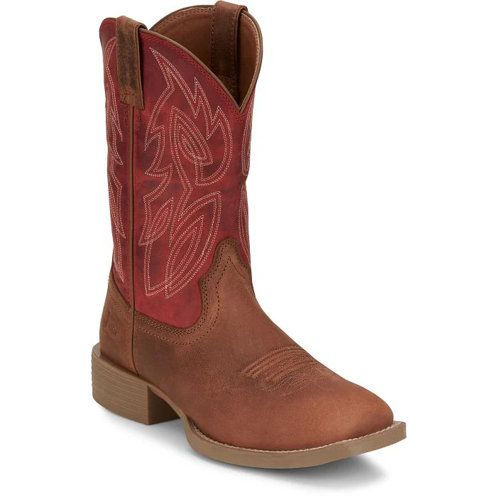 JUSTIN MENS CANTER SQUARE TOE WESTERN BOOTS STYLE SE7514 - Image 2