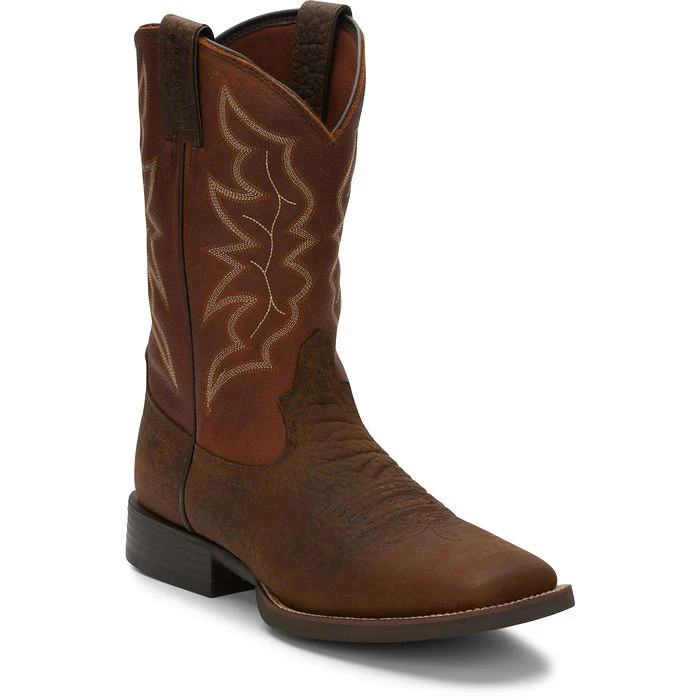 Justin Mens Stampede Square Toe Western Boots Style 7222 - Image 2