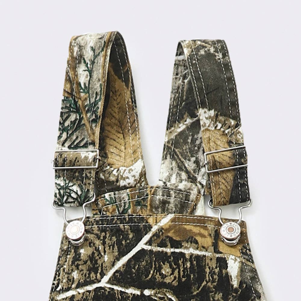 Kids Leaves Print Denim Overalls - Image 2