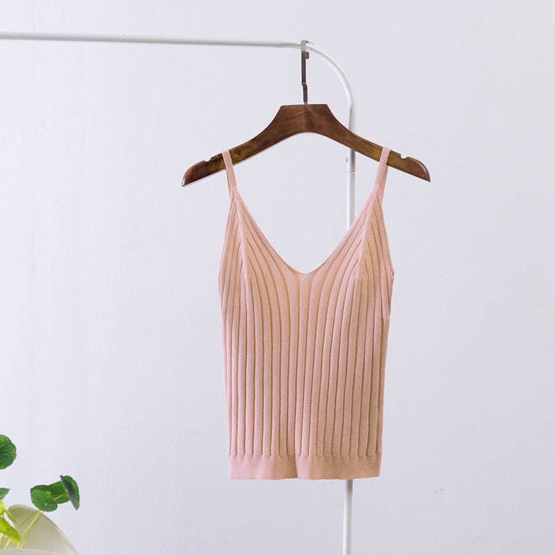 Ladies Solid Color String Low Collar Knit Top 8210 - Image 2