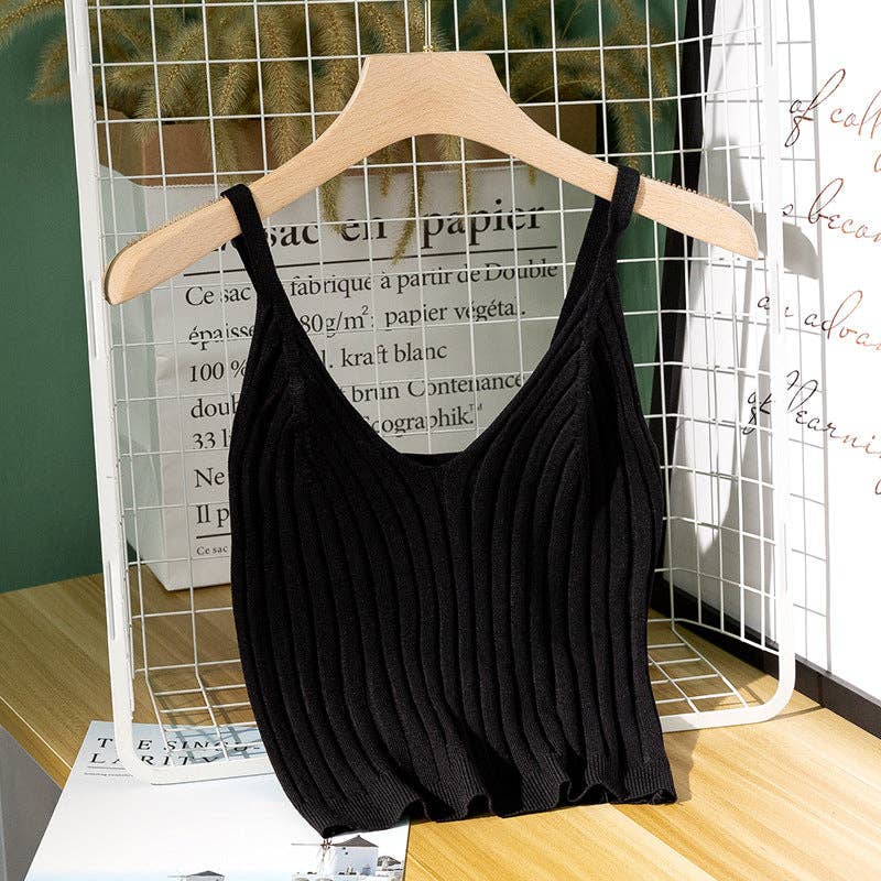 Ladies Solid Color String Low Collar Knit Top 8210 - Image 3