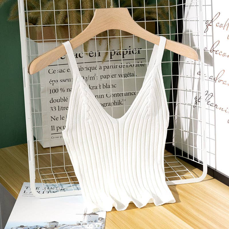 Ladies Solid Color String Low Collar Knit Top 8210 - Image 6